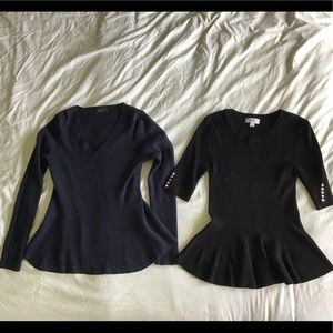 Lot set of two peplum ribbed sweater tops